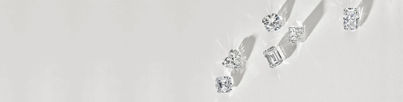 Assorted diamond shapes casting soft shadows