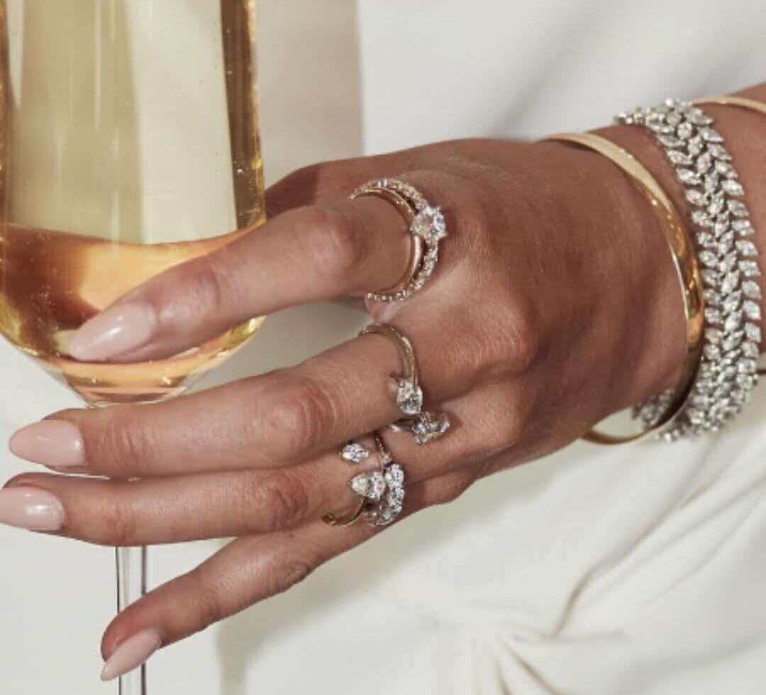 Diamond ring on a light surface