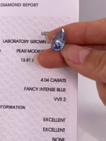 Pear Cut Fancy Intense Blue Lab‑Grown Diamond Loose Stone | Multiple Sizes Available, Make Into Finished Fine Jewelry - Image 3